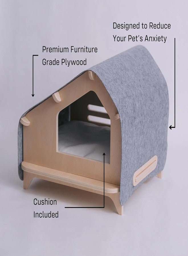 Keebori Wooden Foldable Pet House for Dog and Cat Luxe Cabin for pet with Removable Cushion Indoor and Outdoor pet House Pet House for Cats and Puppies Dogs - Image 4